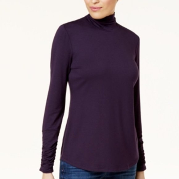 Style & Co. Ruched Mock Neck Top T-Shirt - Picture 1 of 9